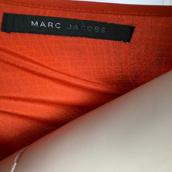 MARC JACOBS Silk Floral Designer Vibrant Red Yellow Summer Short sleeves Dress M - Picture 5 of 8